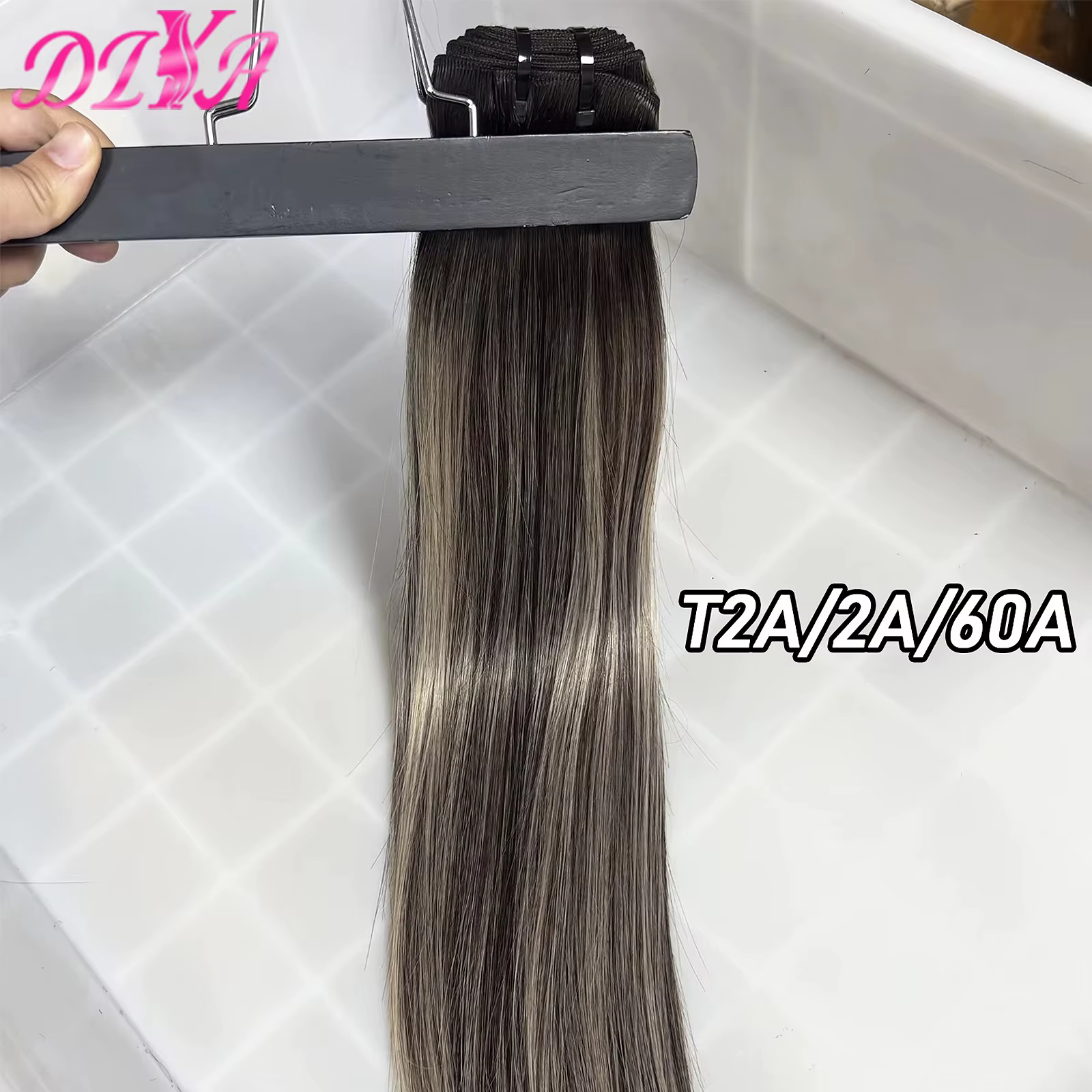 Extensions de cheveux vietnamiens lisses, tissage de cheveux humains, blonds avec mèches décolorées,
