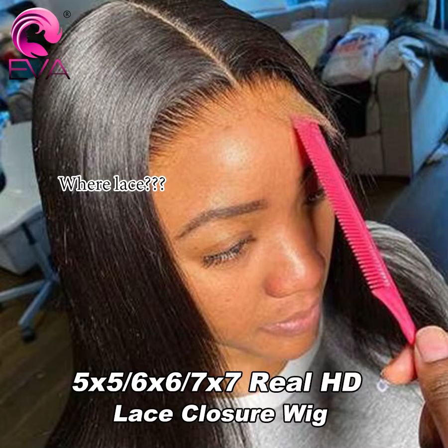 Brûleur Hair-Perruques de cheveux humains sans colle pour femme, perruques de fermeture en dentelle 