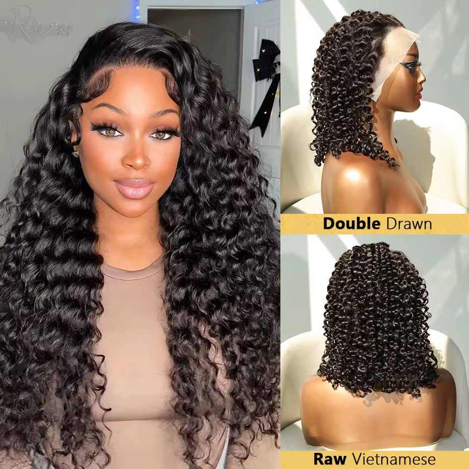 Perruques Jerry Curl, perruque courte bob pleine densité 250, 100% cheveux humains vietnamiens bruts
