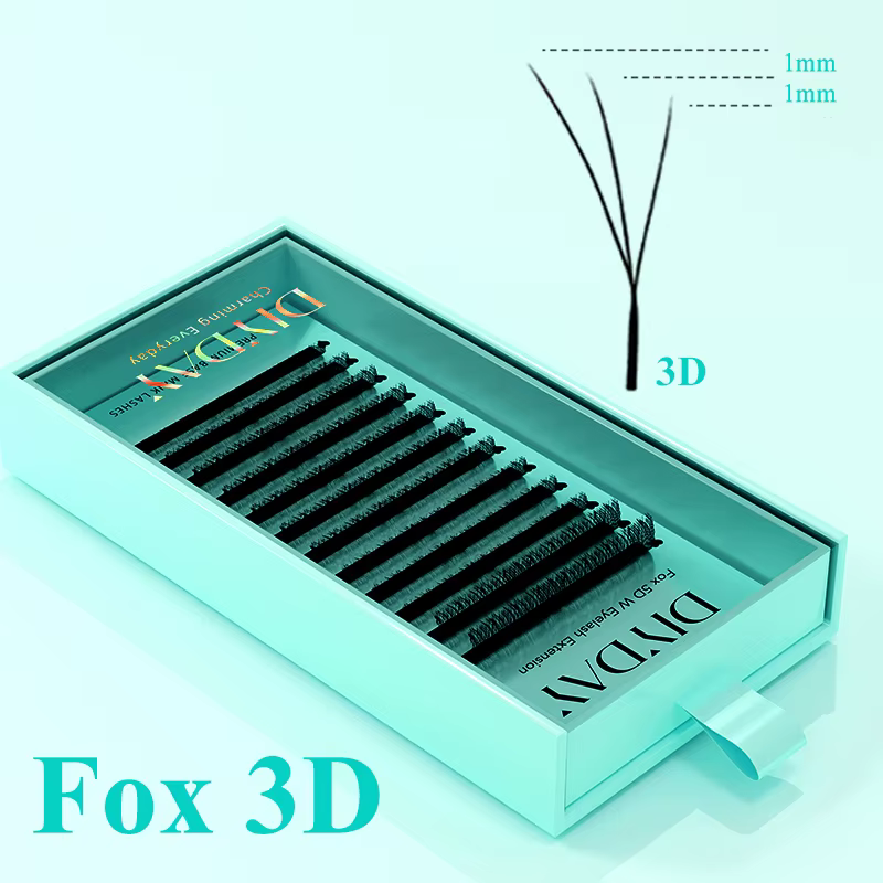 DIYDAY Fox 3D 4D 5D Extension de cils moelleux en forme de W vaporeux Faux cils de vison oeil de cha