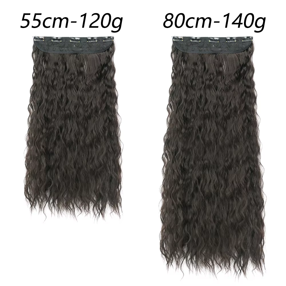 Extensions capillaires synthétiques à 5 clips, postiche longue bouclée, postiche naturelle marron no