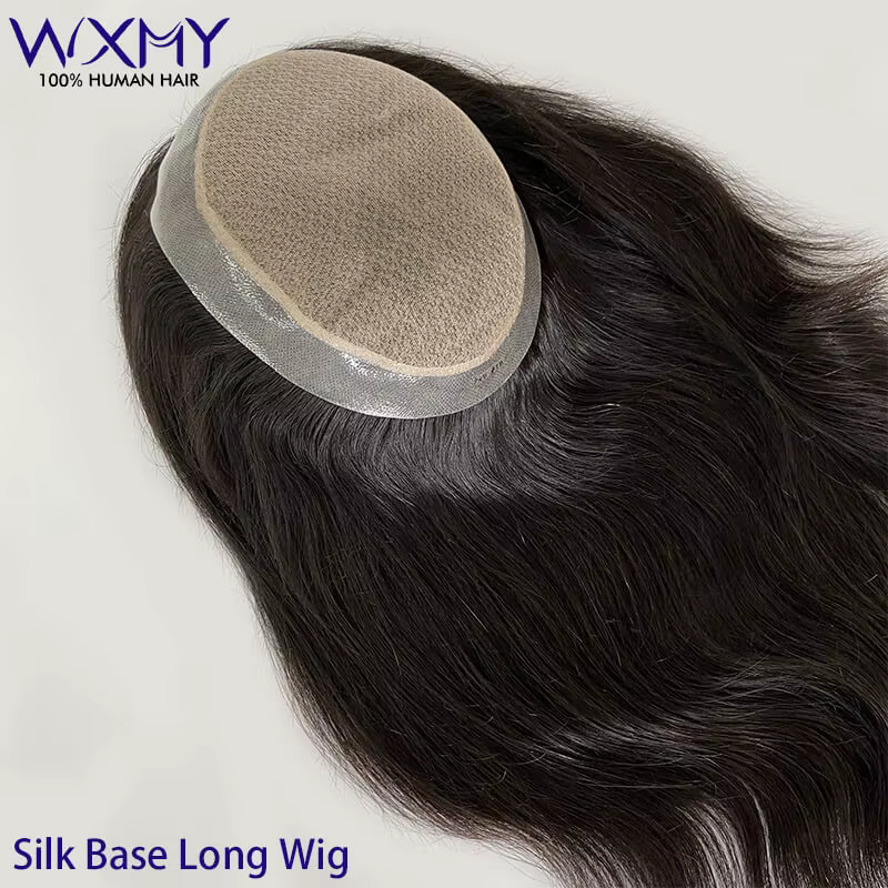 Perruques de cheveux longs personnalisées pour hommes, toupet, prothèse capillaire masculine, cheveu