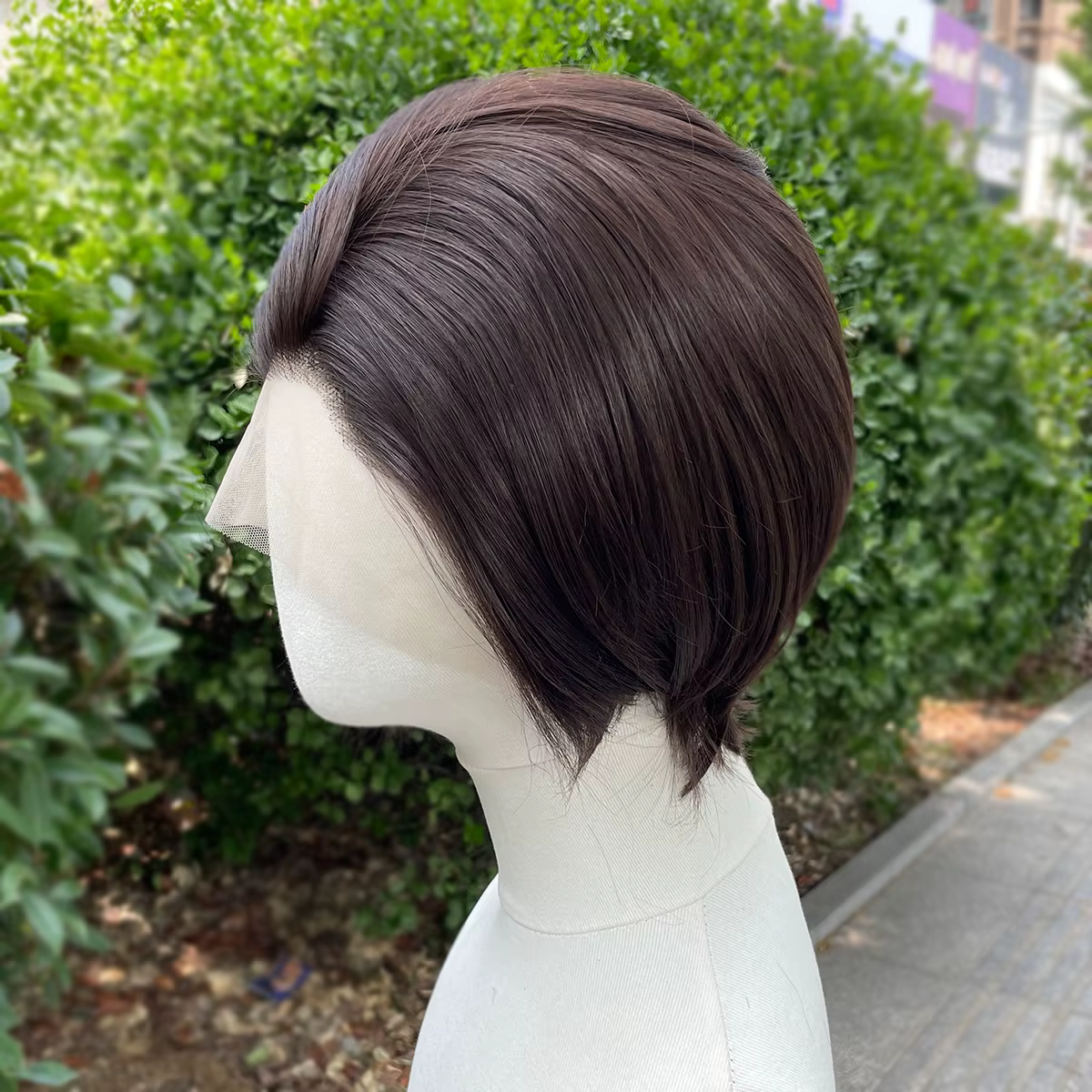Perruque Lace Front Wig synthétique courte coupe Bob, marron naturel, perruques de Cosplay pour femm