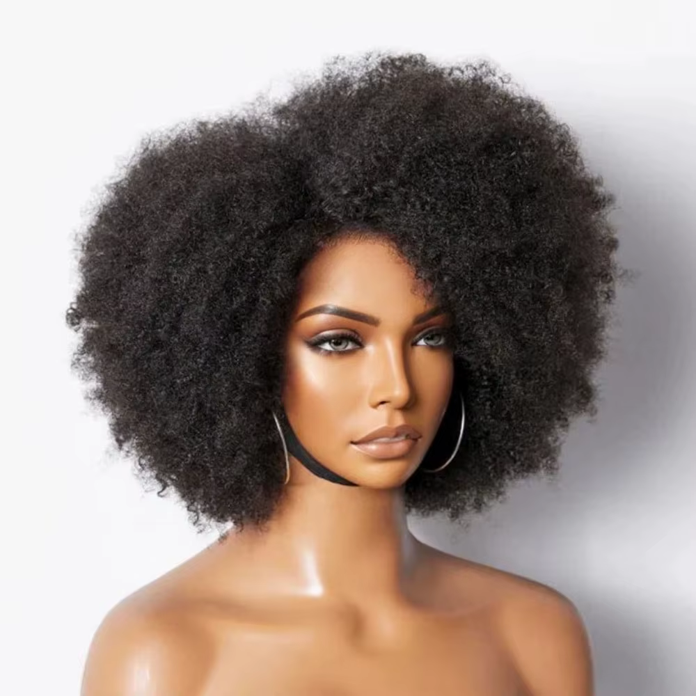 Perruques Afro à 250 % de densité pour femmes noires, perruque courte bouclée frisée avec dentelle f