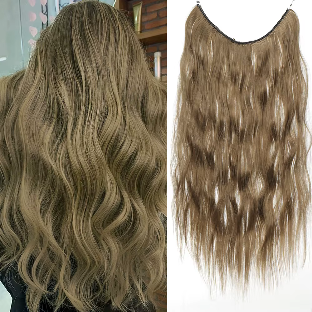 Extensions de cheveux invisibles de 20 pouces sans clip, une seule pièce, synthétiques naturelles, l