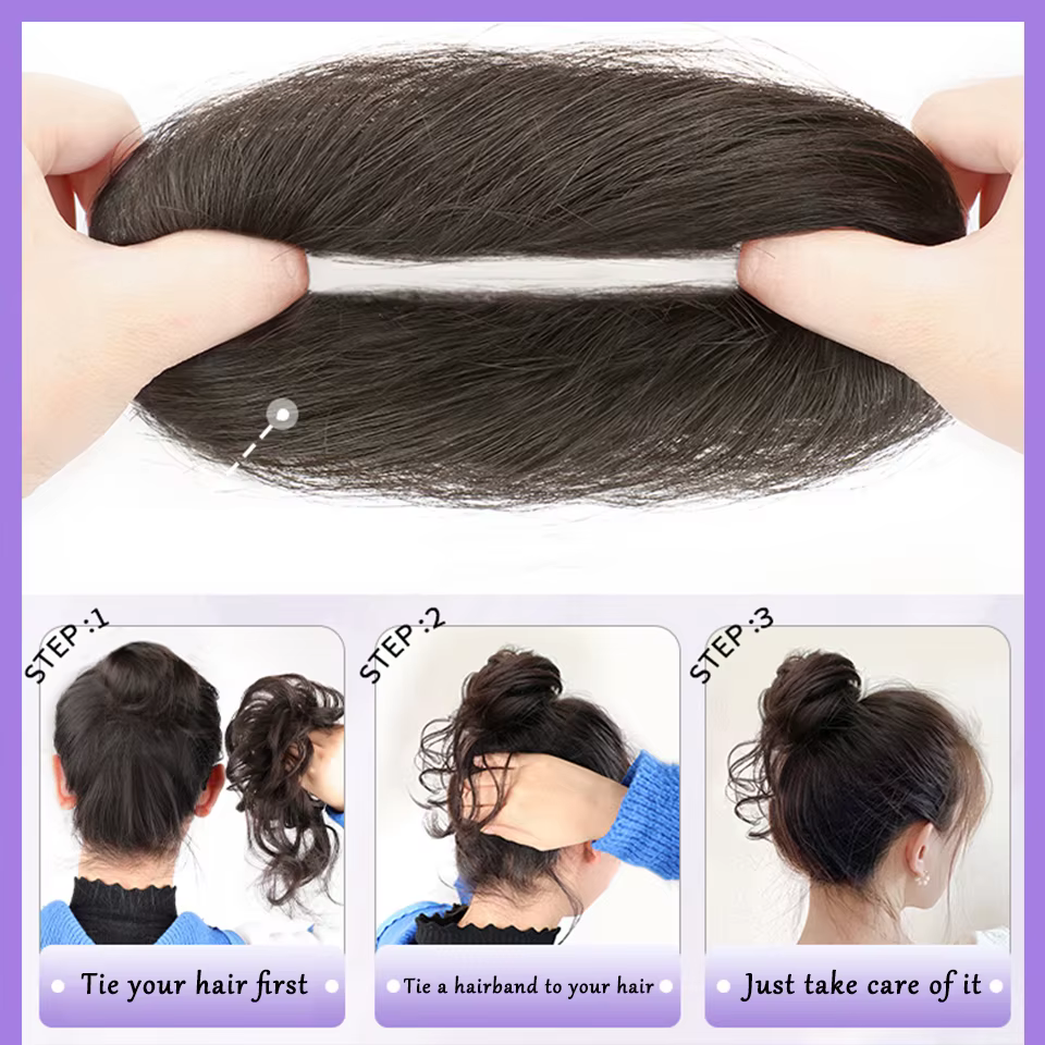 LM-Chignon synthétique désordonné pour femme, bande de cheveux bouclés, chouchou élastique, faux mor