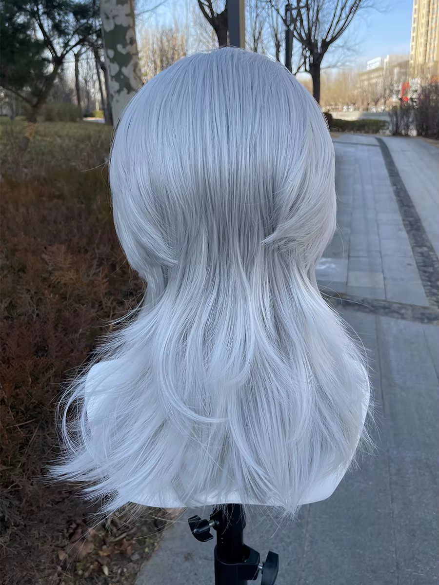 Perruque Lace Front Wig synthétique gris argenté 13x4, perruque de Cosplay synthétique longueur d'ép