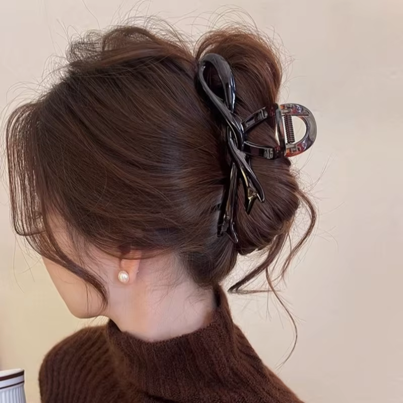 Pinces à cheveux avec nœud en ruban acrylique de 13cm, pinces à cheveux en forme de crabe, Barrettes