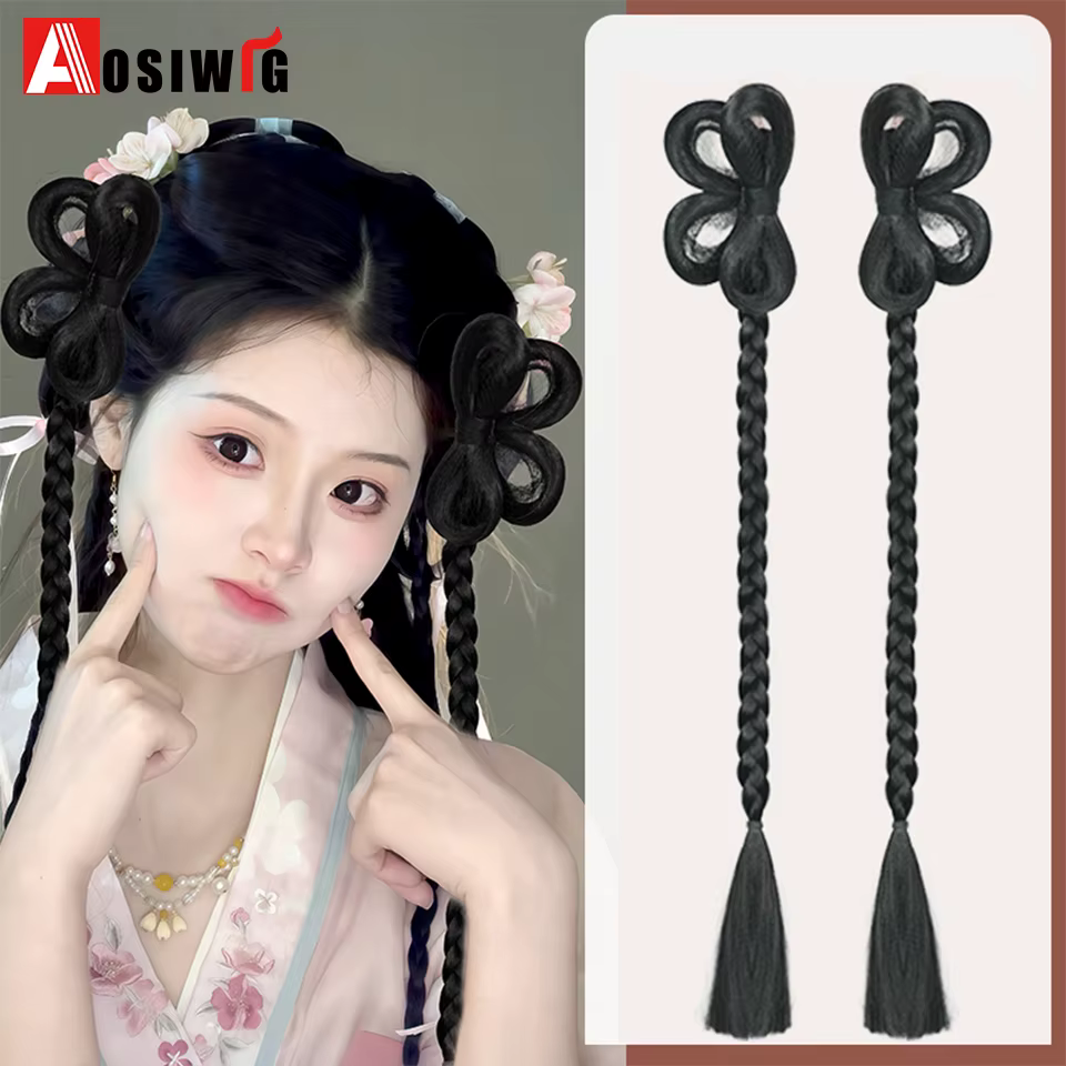 Hanfu synthétique Style ancien bandeau tresse intégré bandeau perruque femmes Style chinois pièce de