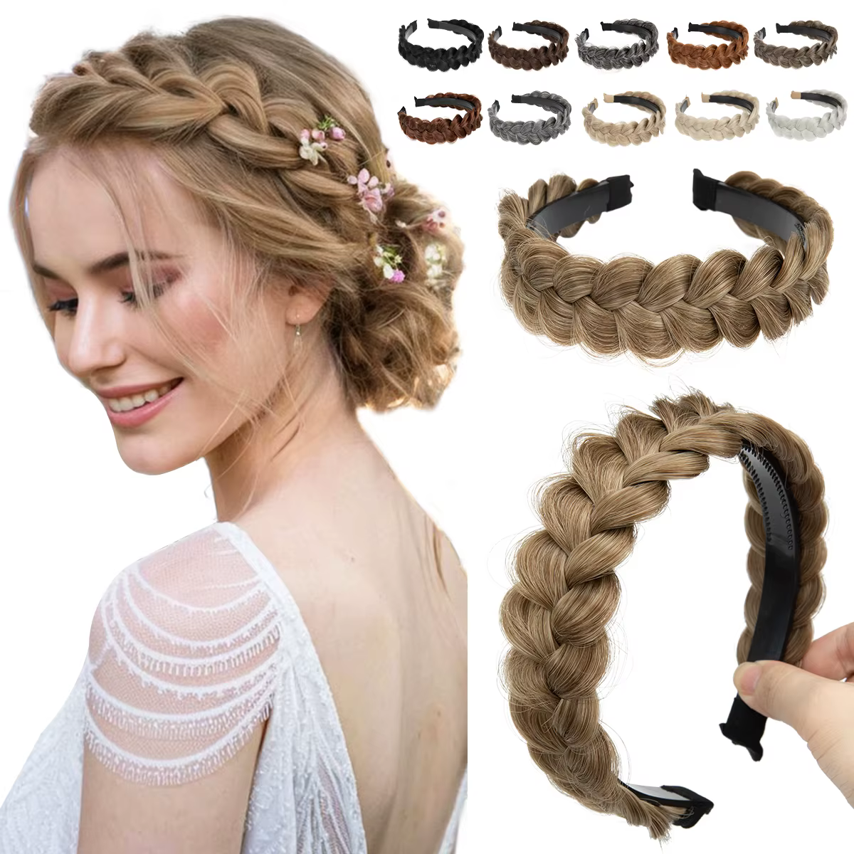 SARLA – perruque bandeau tressé en Fiber synthétique de haute qualité, bandeau tressé en queue de po