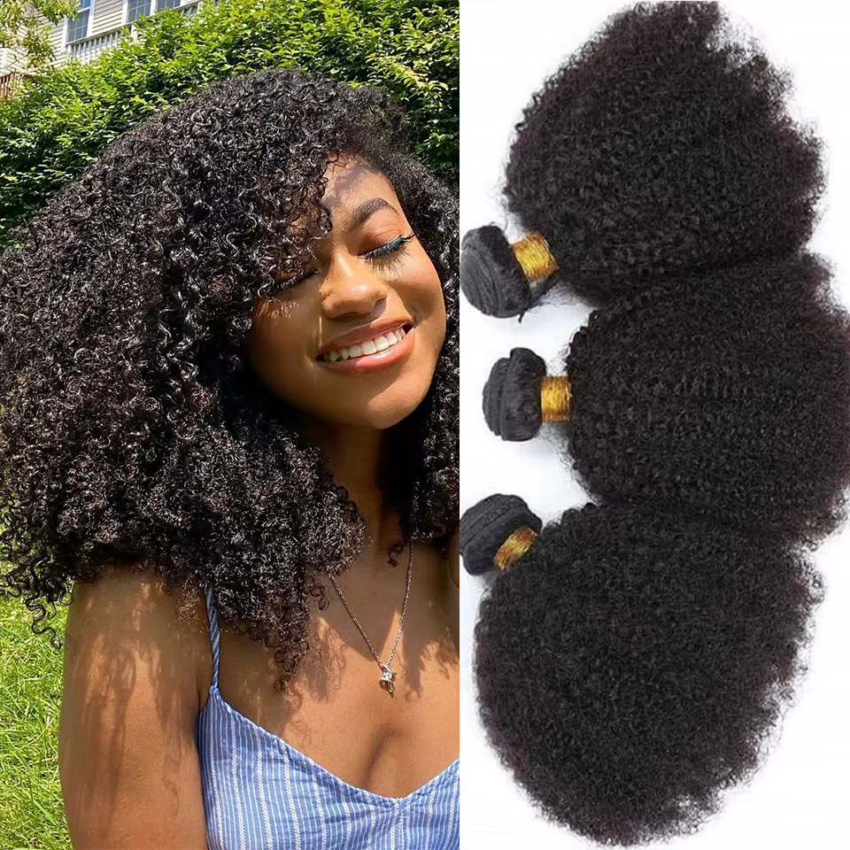 Extensions de cheveux humains brésiliens bouclés afro 12A, mèches courtes frisées, tissage naturel,