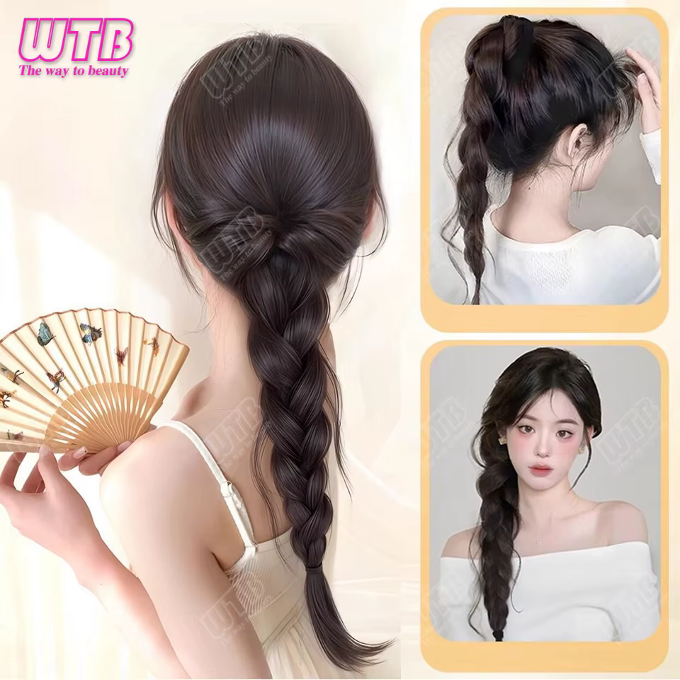 Perruque synthétique tressée pour femme, clip queue de cheval, tempérament paresseux, cheveux tressé