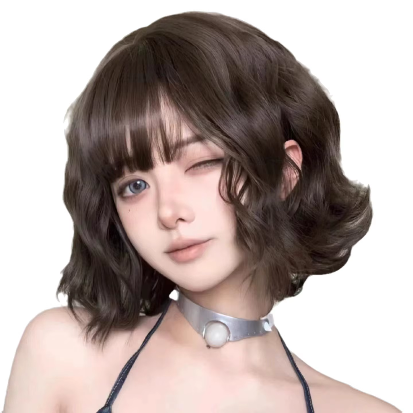 Perruque de cheveux courts bouclés noirs pour femmes, perruque synthétique naturelle de haute qualit