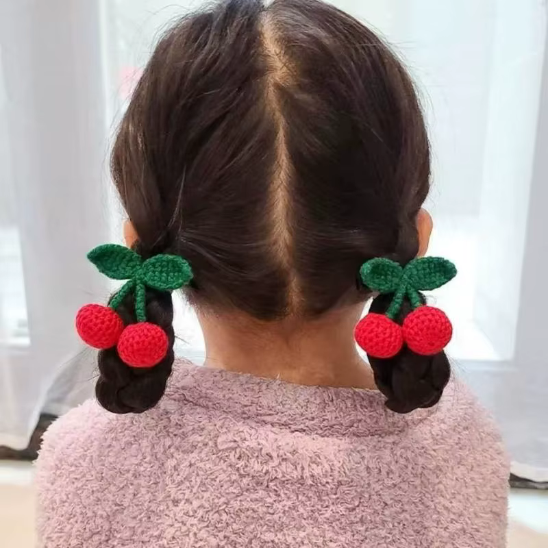 Pince à cheveux rouge populaire pour bébés filles, épingle à cheveux mignonne avec cordon latéral, v