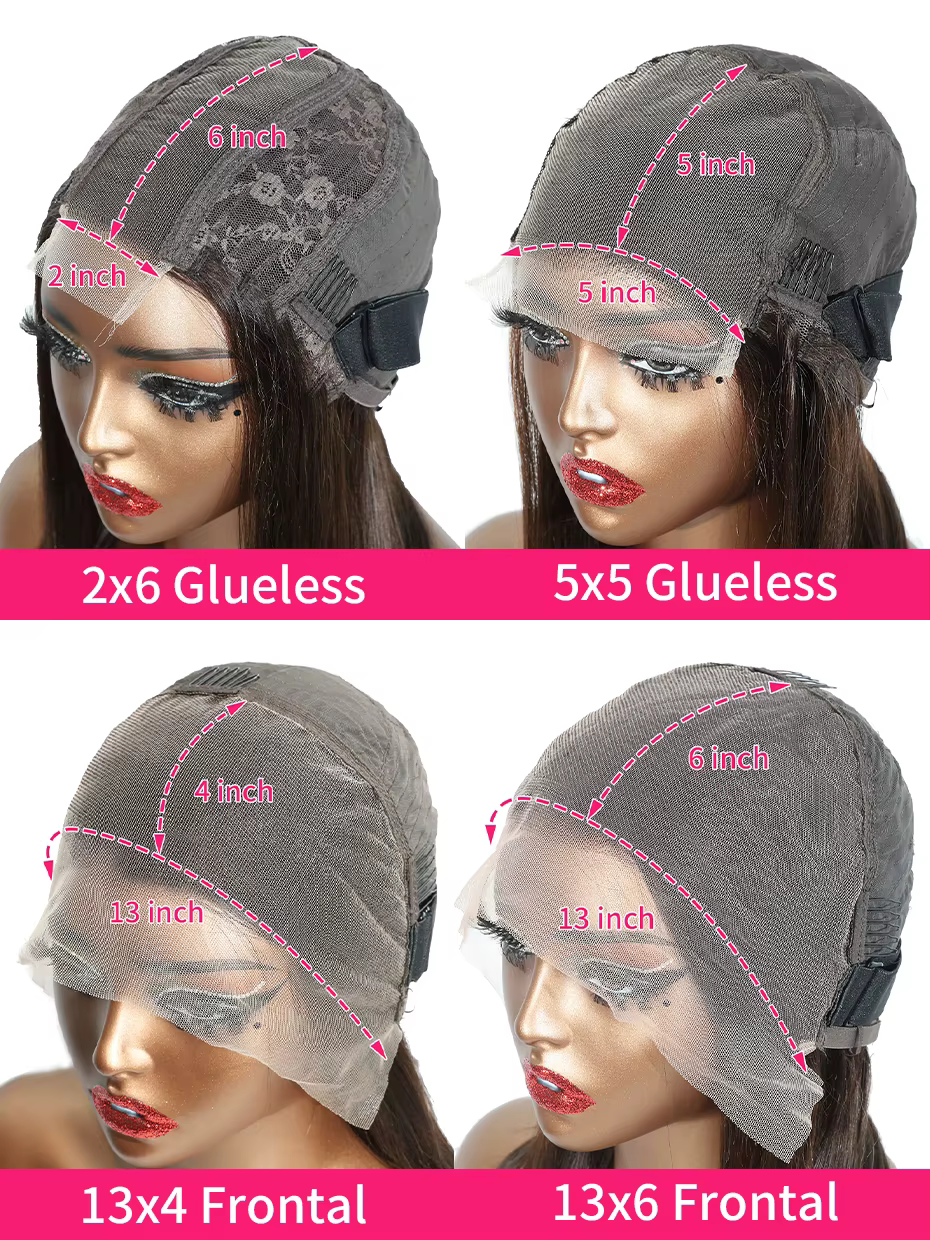 Perruque Bob 5x5 Double Drawn 100% Cheveux Humains, Perruque Lace Front Sans Colle # 2 Perruques en