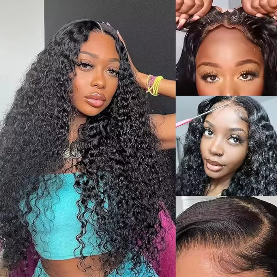 Perruques bouclées birmanes en cheveux humains, perruque frontale en dentelle 7x6, 44-46 pouces pour