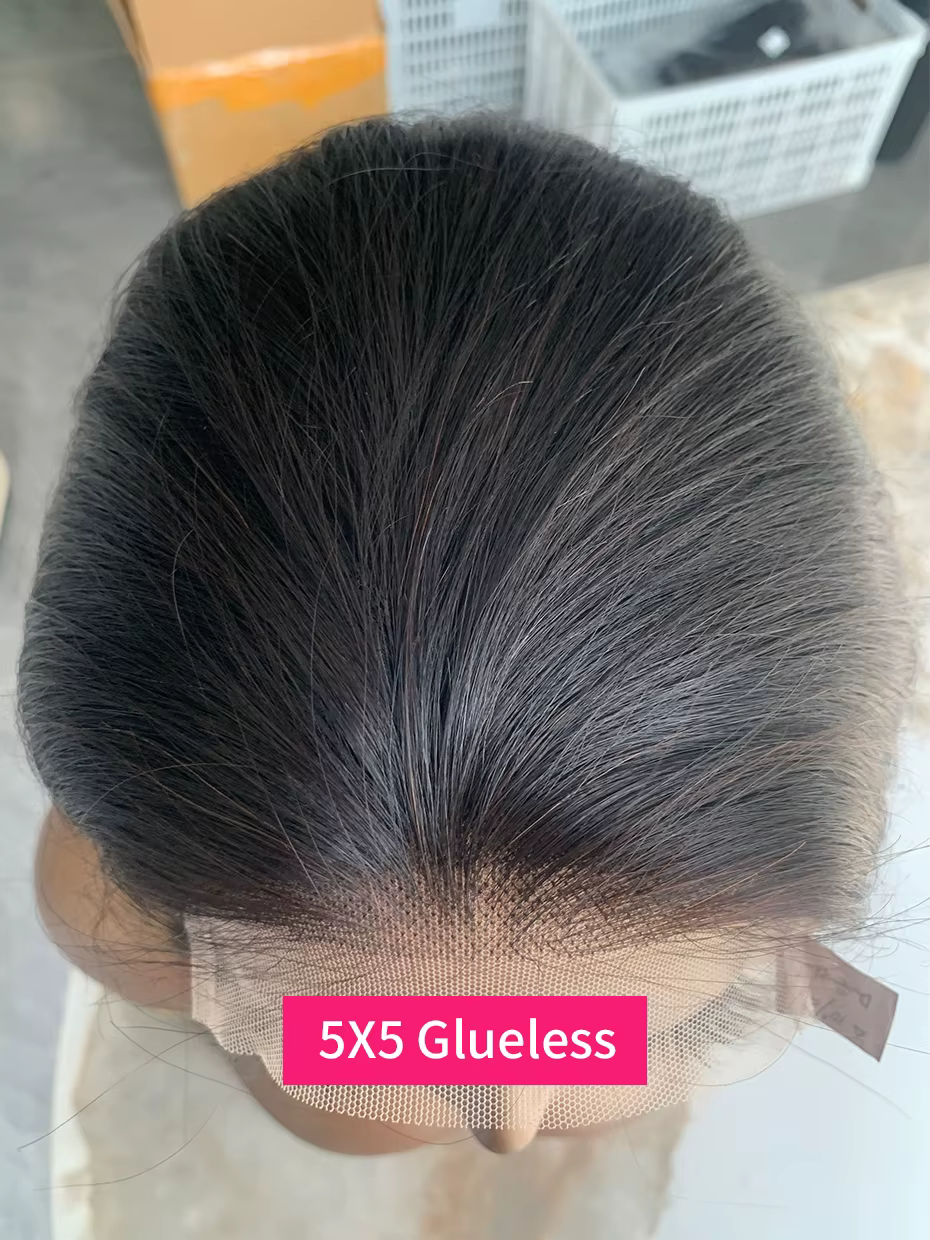 2x6 5x5 perruque sans colle cheveux humains prêt à porter et aller perruques de fermeture de dentell
