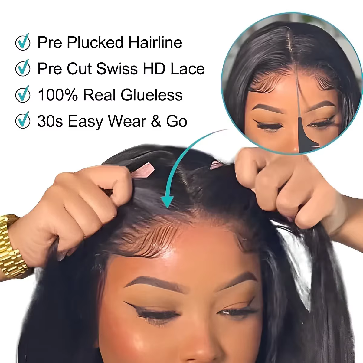 Bling hair 6X4 Glueless Wig Human Hair Ready to Wear Wigs for Women Straight Lace Frontal Wig PreCut