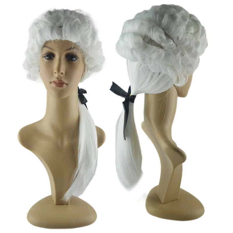 Halloween Festival fête Performance accessoires juge Cosplay perruque blanche Anime Cosplays carnava