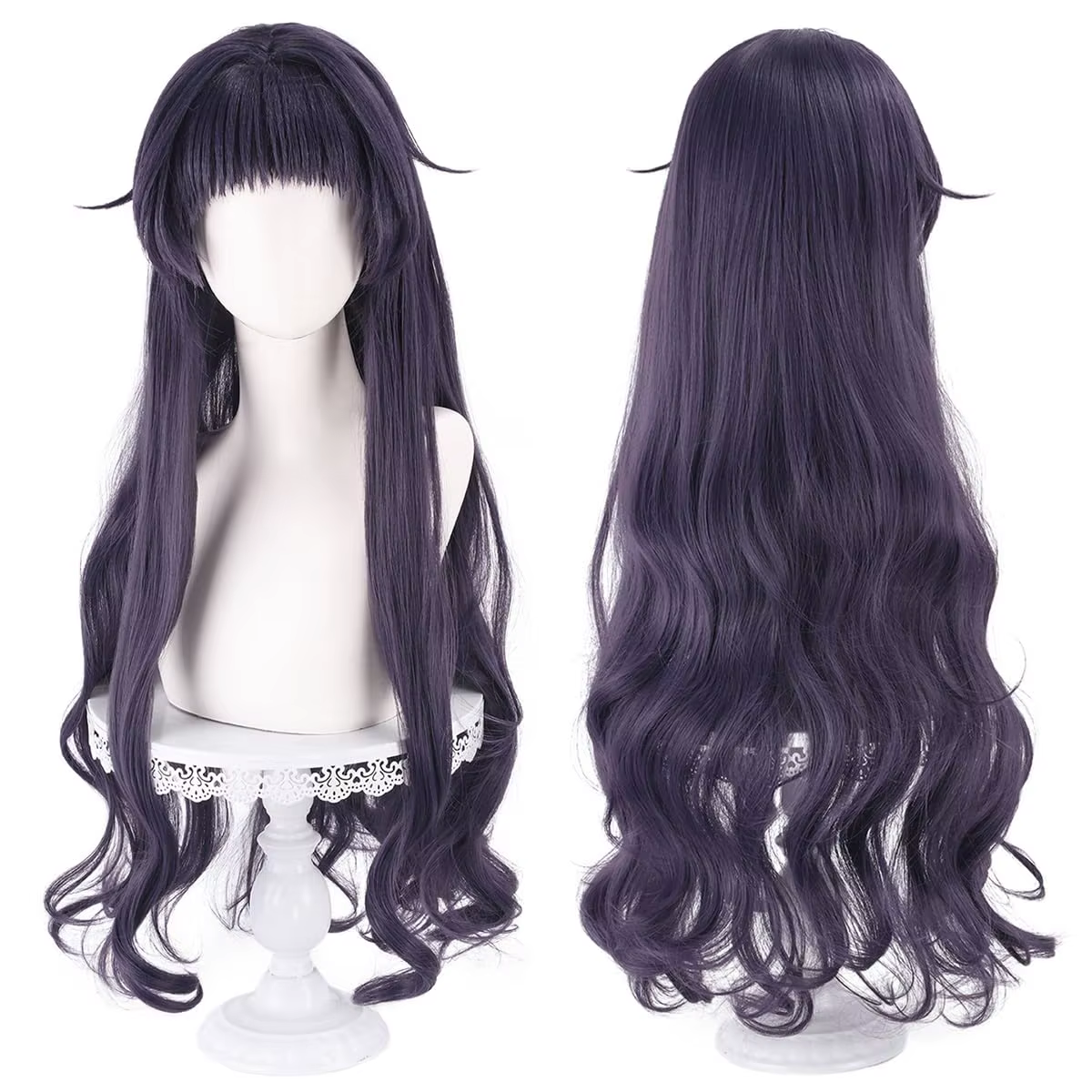 Perruque de cosplay Kaoruko Waguri, cheveux d'anime, perruque longue bouclée violet clair pour femme