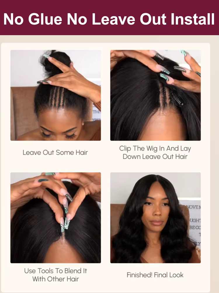 Beauté pour toujours EasiContour ™   Ombre brun V partie perruque cheveux humains mettre et aller Ya