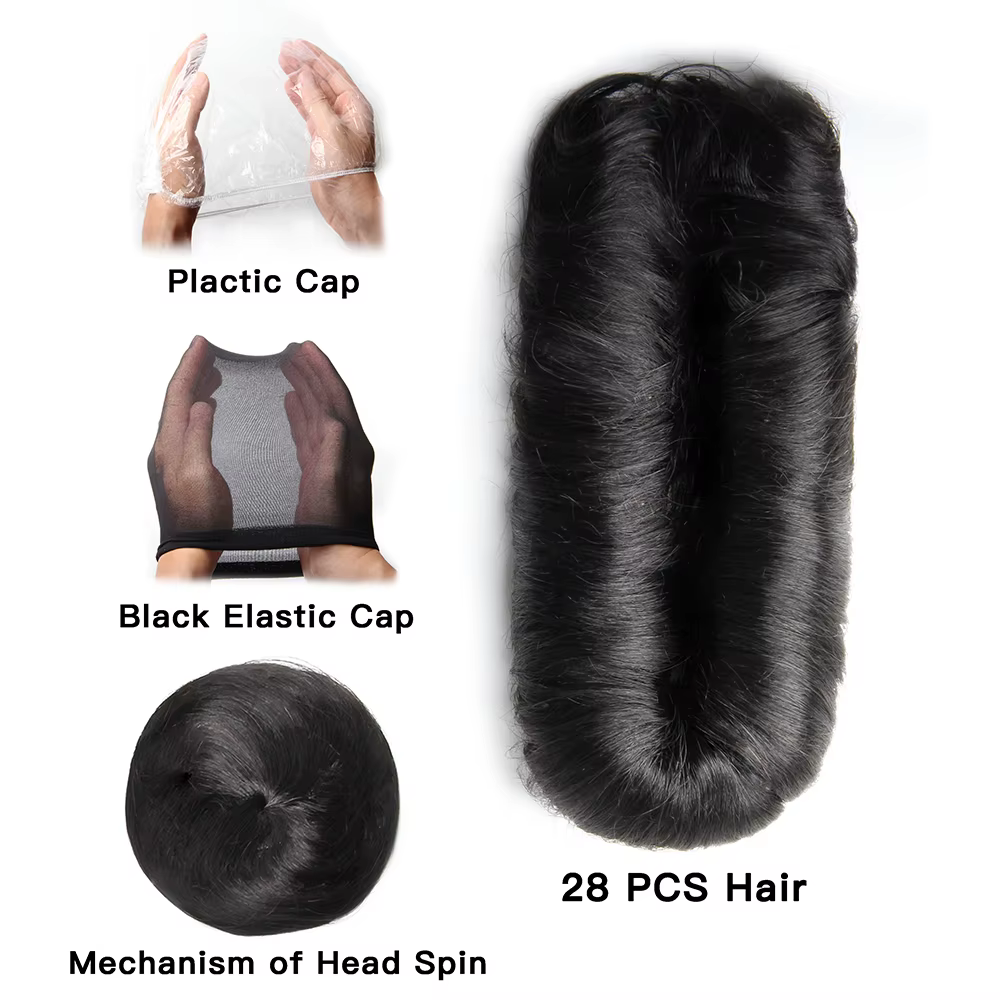 28 pcs/Lot Extensions de cheveux humains indien brut paquets de cheveux humains avec fermetures 1B 9