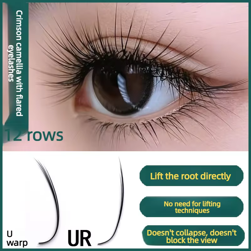 Cils en U Camellia avec adhésif, cils greffés UR, extensions de cils naturels et doux de 0,07 mm