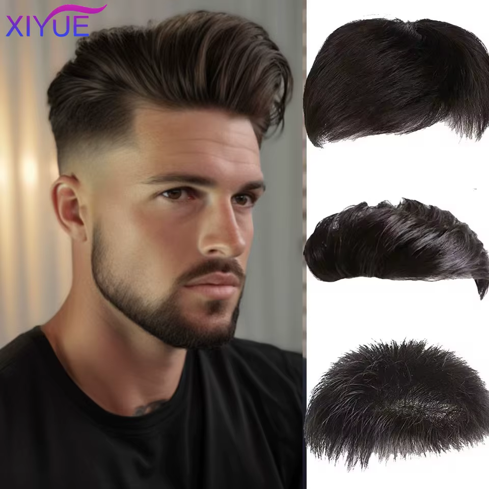 XY synthétique naturel faux postiche pour hommes naturel Invisible Topper fermeture postiche adapté