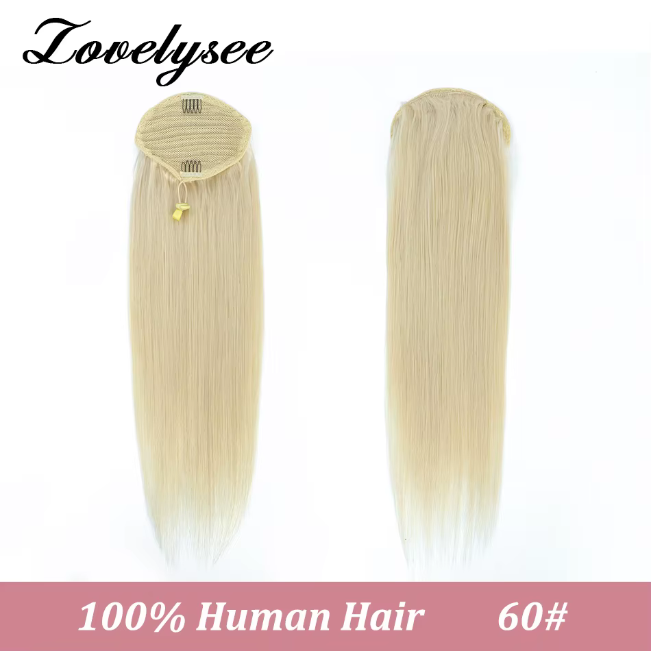 Cordon queue de cheval Extensions de cheveux humains 120G 160G droite Remy cheveux humains Blonde qu