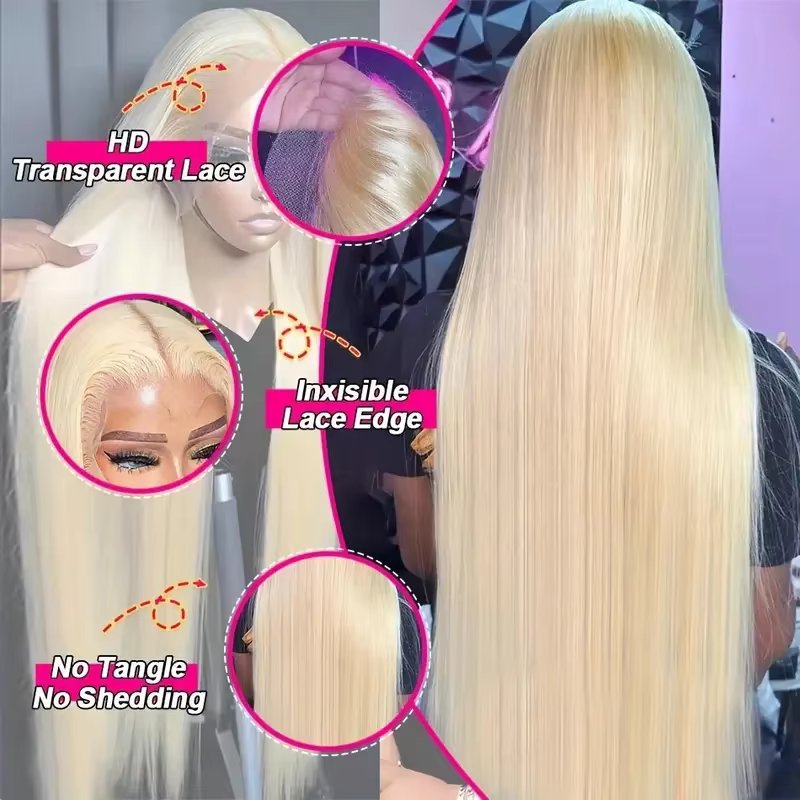 Perruque de cheveux humains longue 613 blonde, perruque frontale HD 613, perruques de cheveux humain