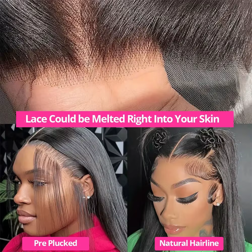 Perruque Lace Frontal Wig brésilienne naturelle, cheveux lisses, sans colle, 13x4, 13x6, HD, densité