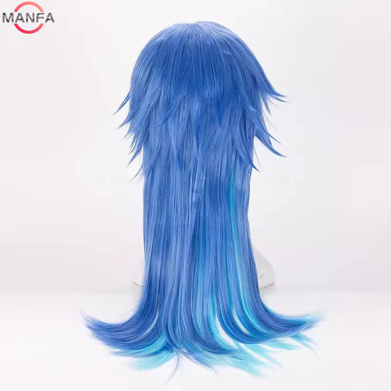Dramatical Murder DMMD Seragaki Aoba Cosplay Perruque, Cheveux Synthétiques, Bonnet, Bleu Dégradé, D