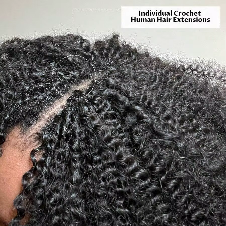 Tresses Bohèmes Bouclées au Crochet Cheveux Humains Sans Nœuds 300g Pré-Séparées Plumes au Crochet C