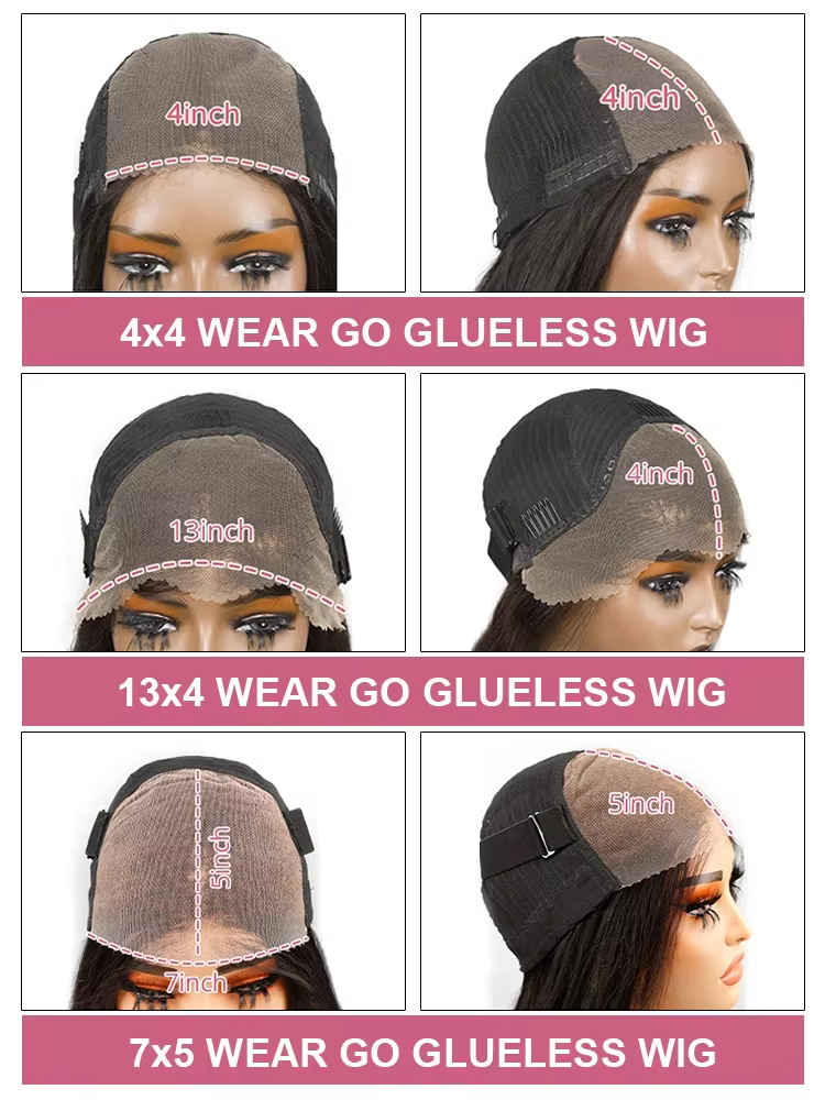 Perruque Lace Closure Wig sans colle naturelle, cheveux humains, pre-plucked, closure 7x5, 13x4, nai