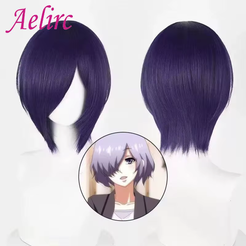Ghoul de Tokyo ‌   Touka – perruque de Cosplay synthétique courte et lisse, perruque en Fiber résist