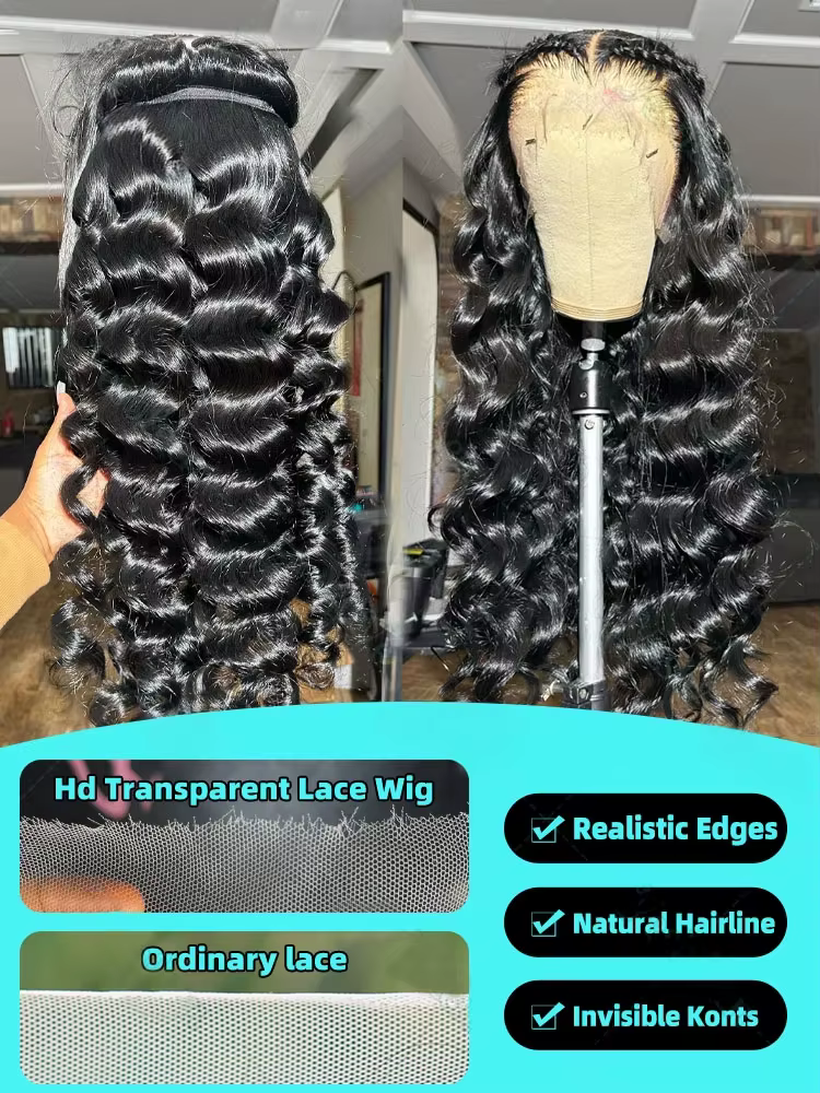 Mossily vague lâche 13x6 HD dentelle avant perruques de cheveux humains brésilien 30 36 pouces boucl