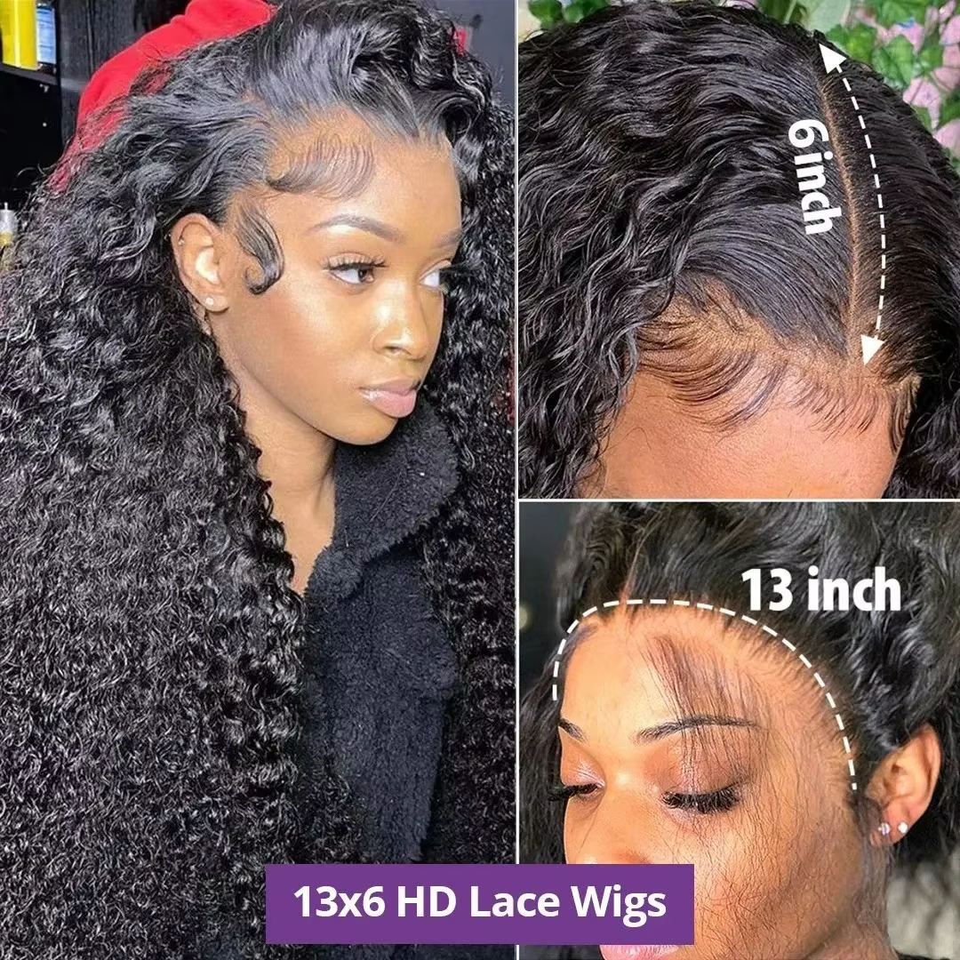 Perruque Lace Front Wig Brésilienne Naturelle Bouclée, Cheveux Humains, 13x6 HD, 13x4, 40 Pouces, Ha