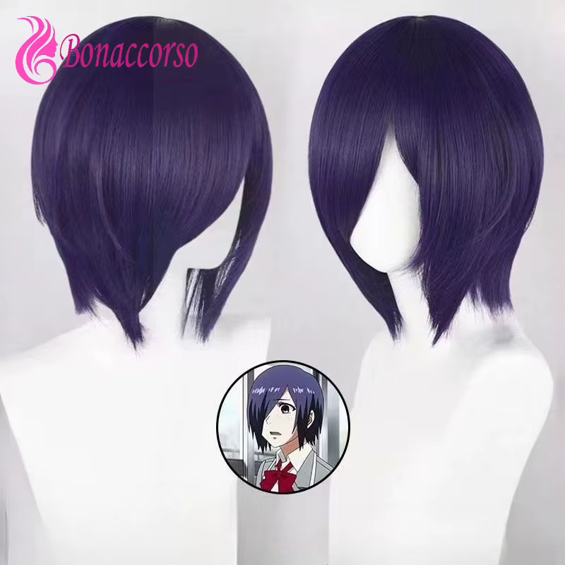 Perruque de Cosplay synthétique courte et lisse de Tokyo Ghoul Touka, perruque en Fiber résistante à