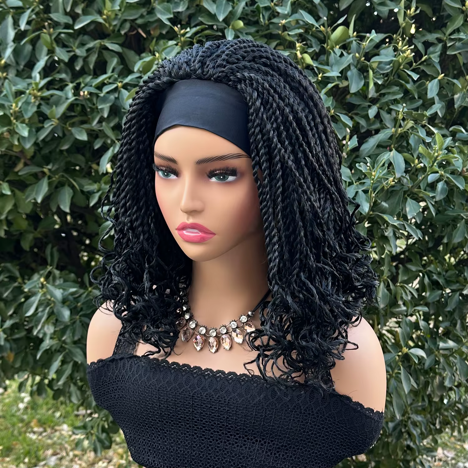 Perruque Bob Synthétique Tressée Courte pour Femme Noire, Boîte, Sauna
