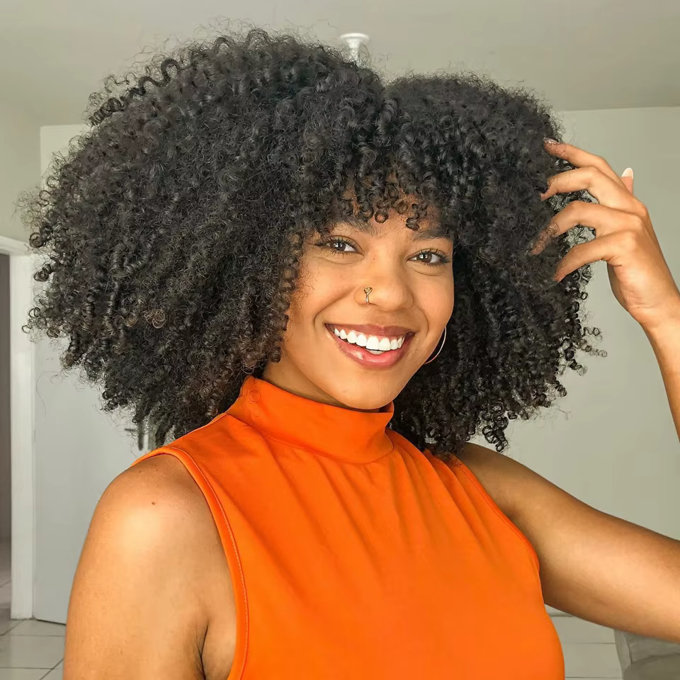 Blonde Afro crépus bouclés Bob perruque cheveux humains fait à la Machine sans colle perruque avec f