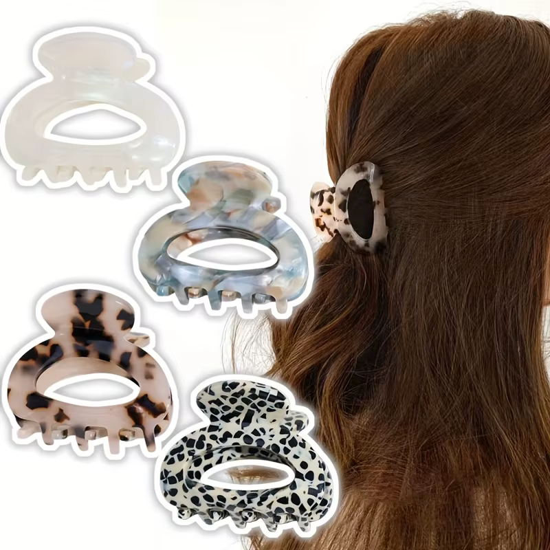 Pince à cheveux ovale élégante et douce pour femmes, accessoires pour cheveux à poignée sécurisée, q