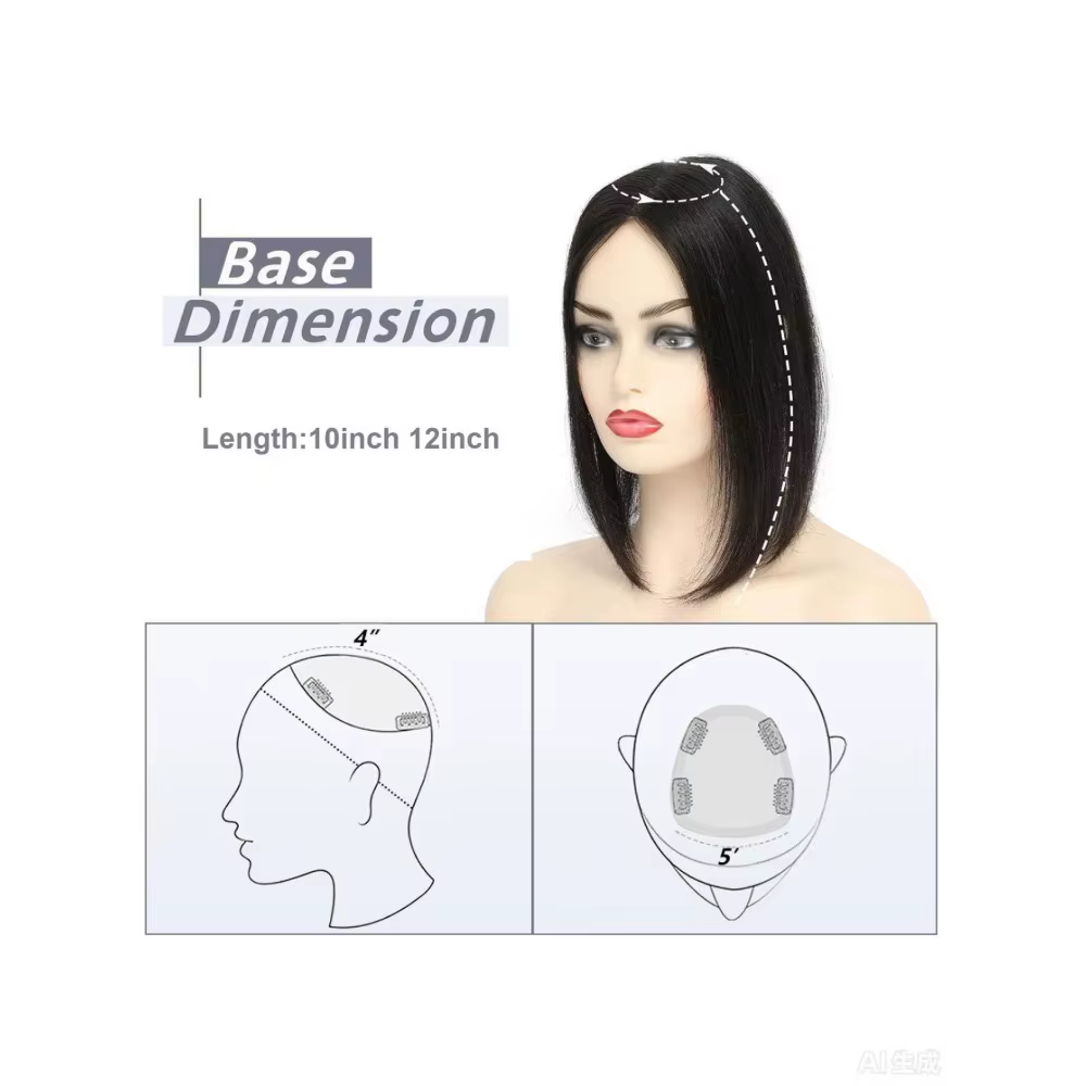 5.5X6 pouces Mono Base brésilienne Remy cheveux humains Topper 12 "-18" Double Pu autour épais Invis