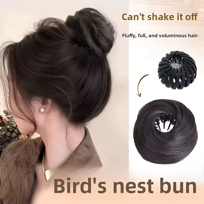 Chignon synthétique magique avec Clips élastiques circulaires, postiche rétractable en forme de nid