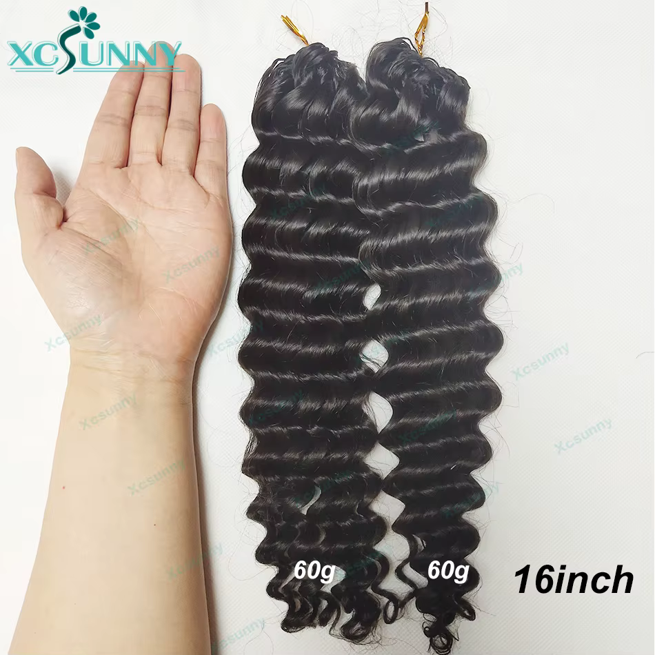 Extensions de cheveux humains bouclés au Crochet, nœud invisible, sans nœuds, pré-séparés avec ficel