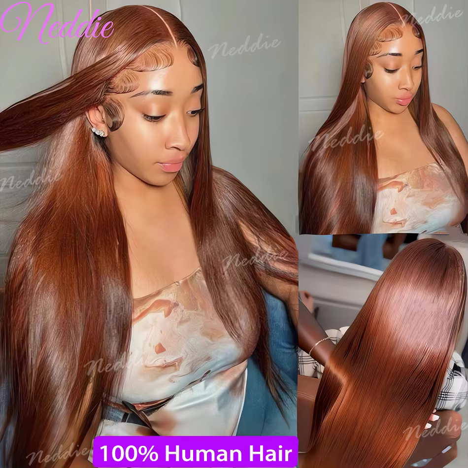 Perruques Lace Front 13X6 Marron Chocolat, Cheveux Humains Lisses Comme des Baguettes 13X4, Perruque