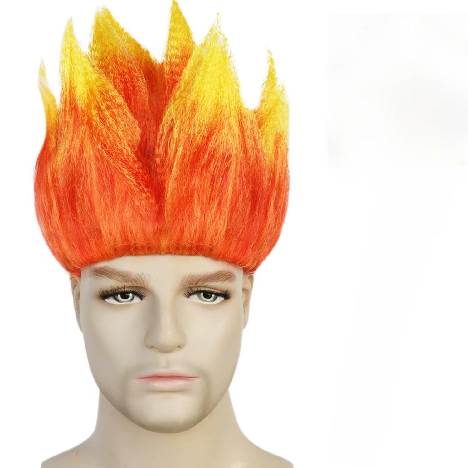 Anime Anger Flame Wig for Men, Orange Spiky Wig, Short Fire Cosplay, Synthetic Wig, Outfit for Hallo
