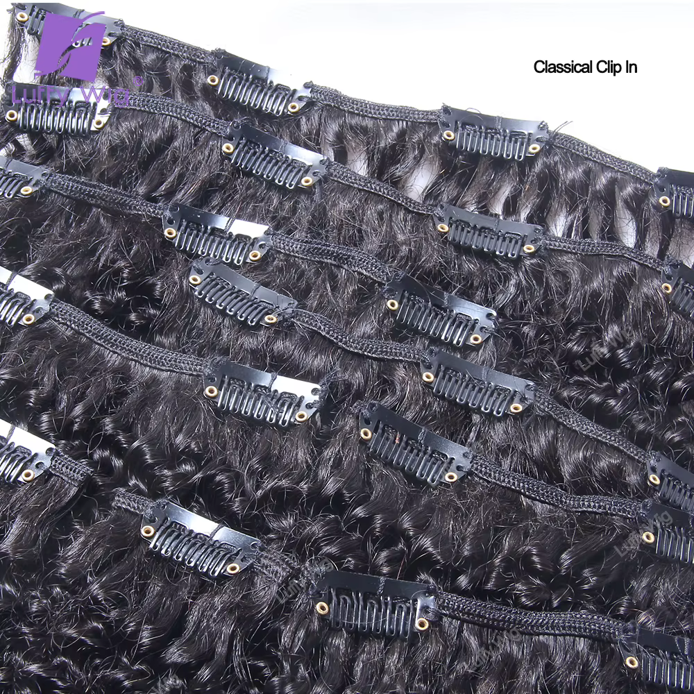 Sans couture pu 3c 4a Afro crépus bouclés pince dans les Extensions de cheveux humains Remy brésilie