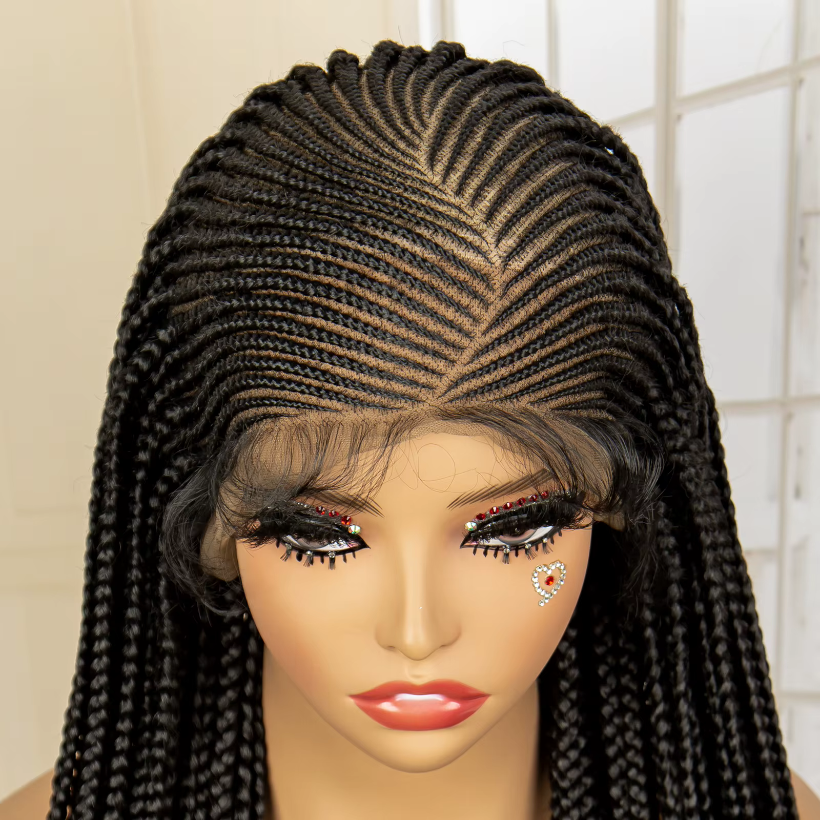 Perruques tressées Afro synthétiques pleine dentelle, tresses au dos sans nœuds en boîte pour femmes