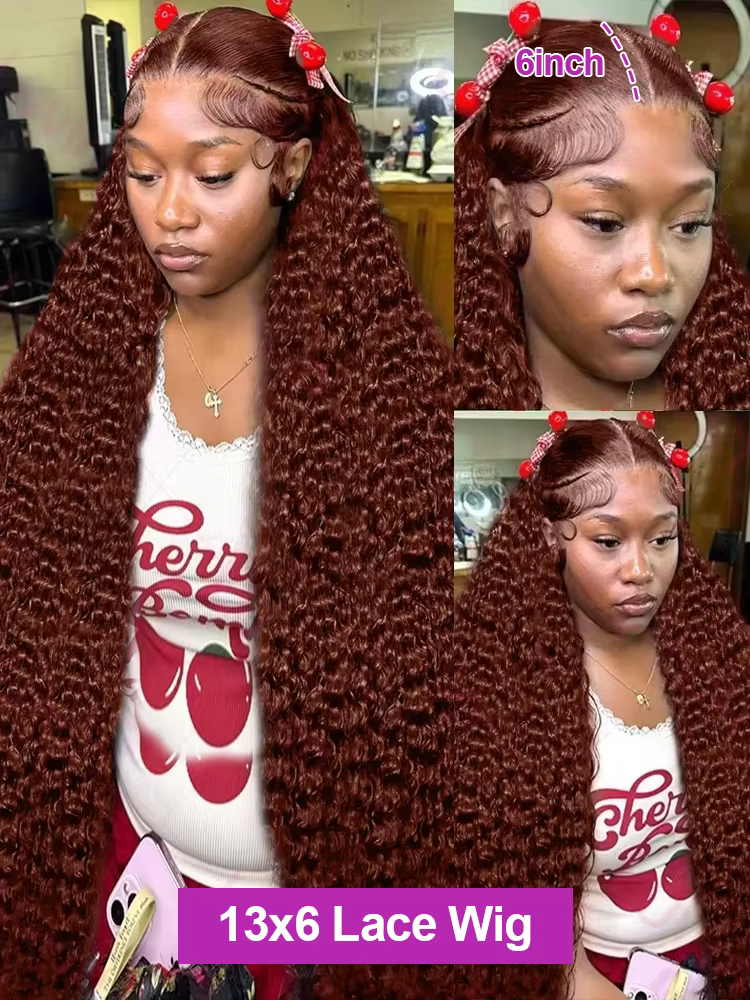 Perruques bouclées profondes cheveux humains brun chocolat 13x4 13x6 Hd perruque frontale en dentell