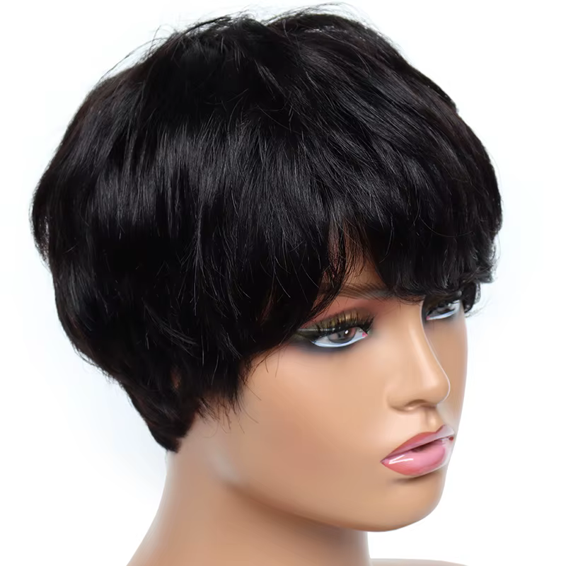 Perruques de cheveux humains bon marché courte Bob coupe lutin perruque cheveux humains pour les fem